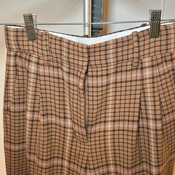 Aritzia Wilfred Effortless Pants Brown Checkered Plaid Trousers - Picture 5 of 11